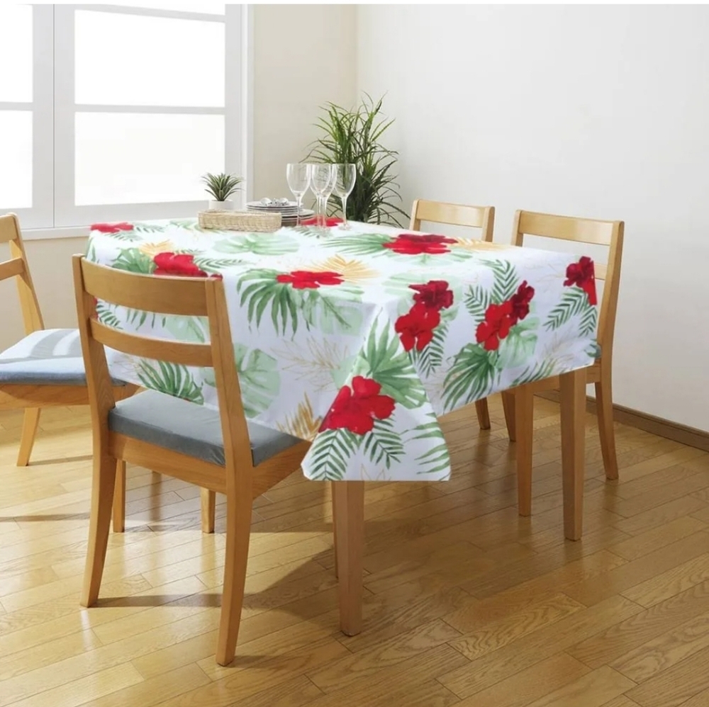 Luau Party Tablecloth Hibiscus Tropical Dining Table Decor 58x94